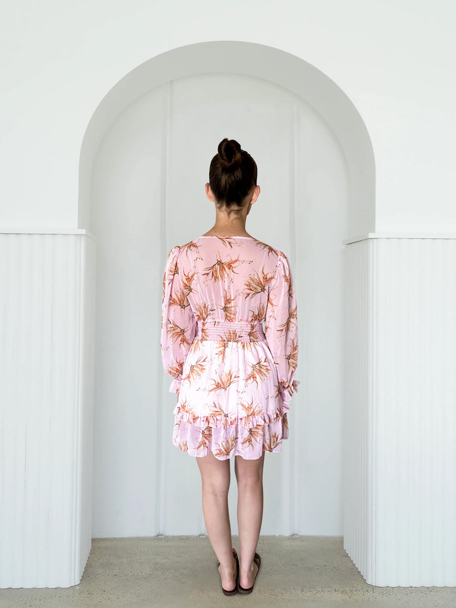 Long Sleeve Tiered Floral Dress